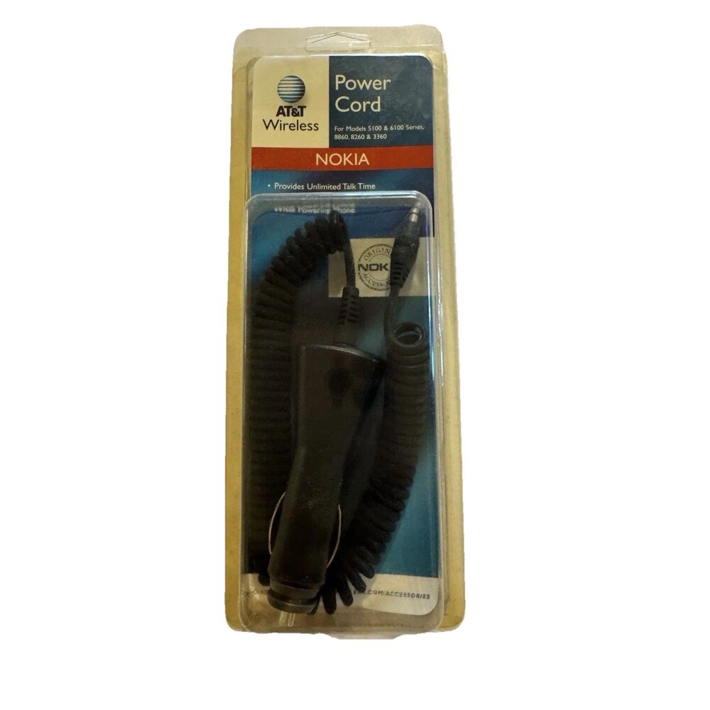 NOKIA CAR POWER CORD AT&T WIRELESS  12V PLUG- 5100, 6100, 8860, 8260 & 3360